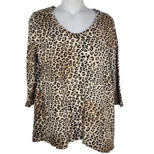 Tan 3/4 Sleeve Relaxed Blouse